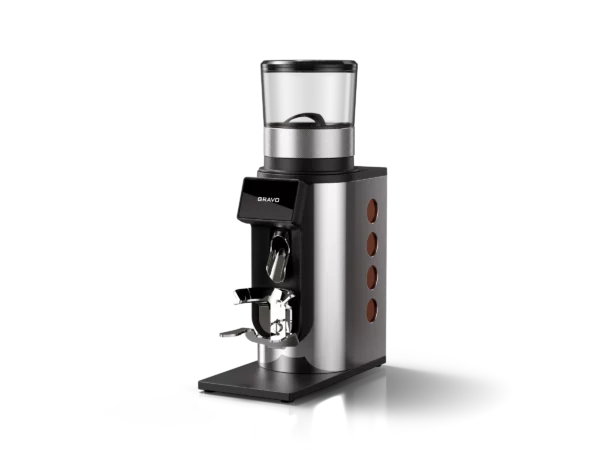 Moulin à café GRAVO chrome/cuivre 3/4 face