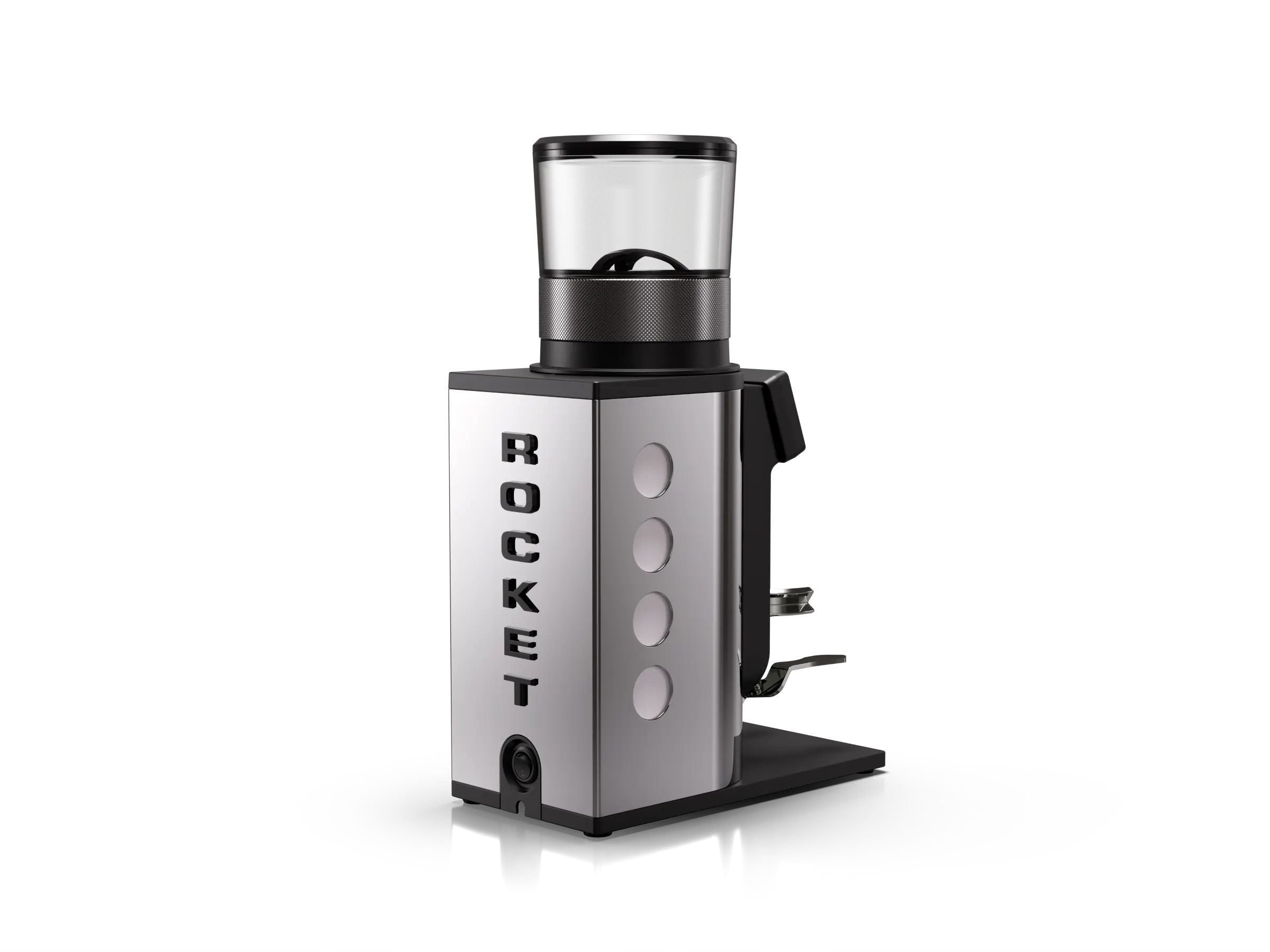 Moulin à café GRAVO chrome/blacn vue 3/4 arriere